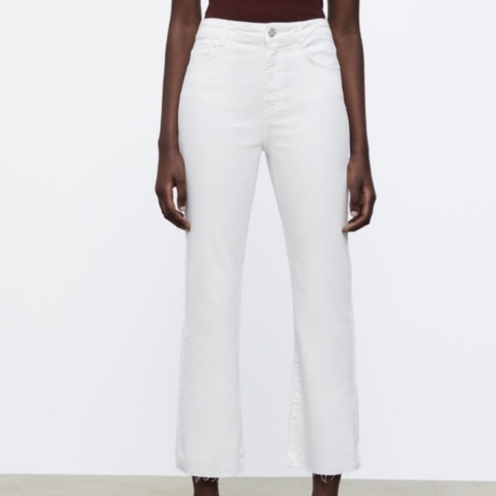 Zara Marine Straight High Rise Jeans - White